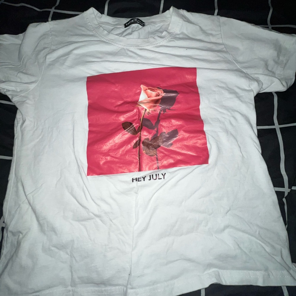 Rose & Letter Graphic Tee